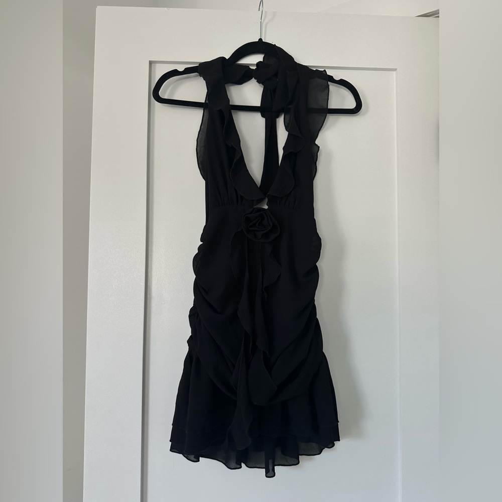 Peppermayo Black Ruffled Dress